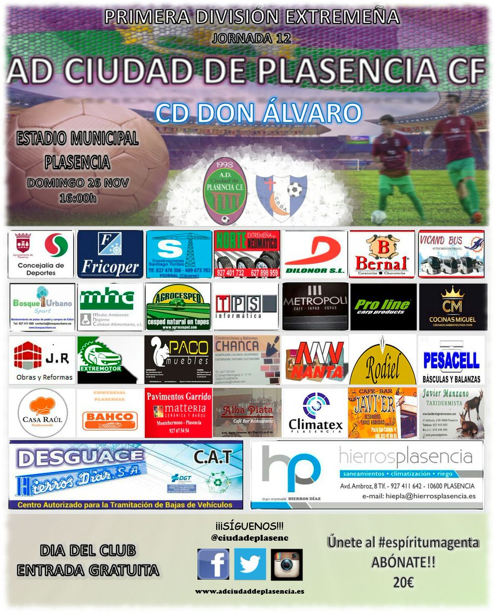 ciudaddeplasenc's tweet photo. ¡¡¡Este domingo es un día especial!!! Presentación oficial de todos los equipos del club, con sus respectivos sponsors colaboradores. ¡¡Te esperamos!! https://t.co/jTSYGDyH6J