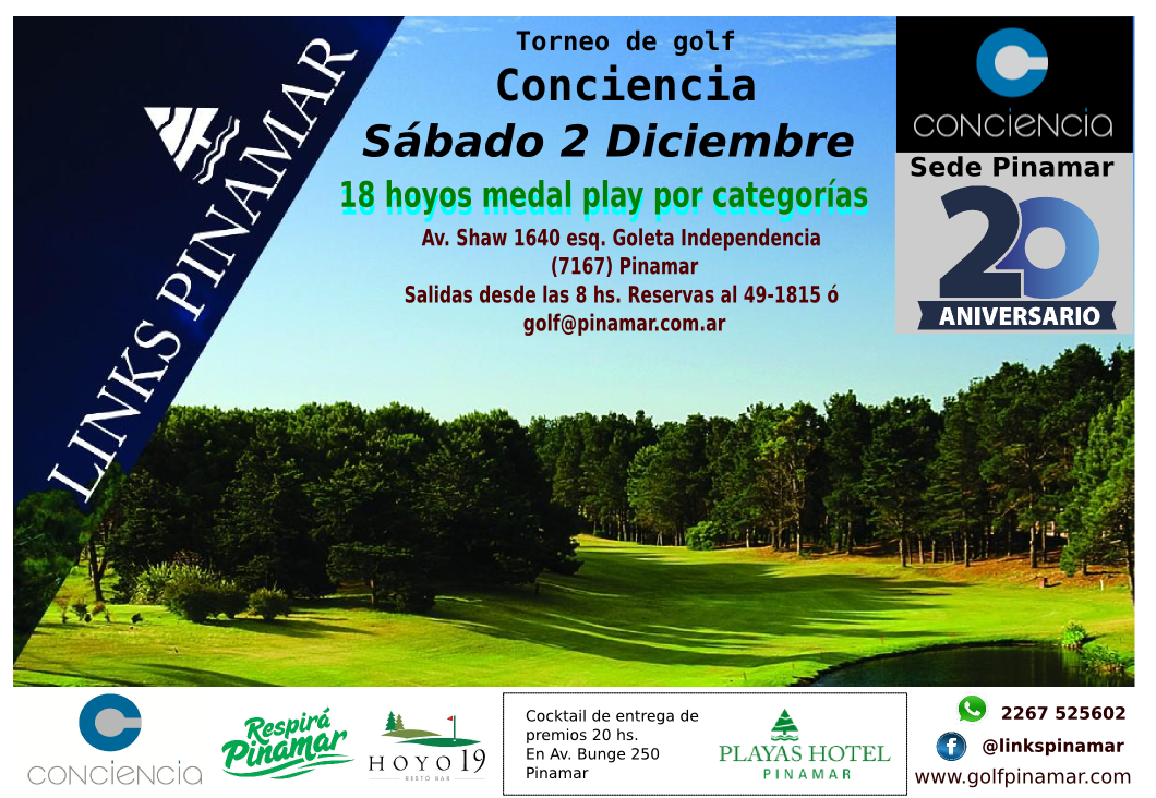 linkspinamar's tweet photo. #Golf en #Pinamar @linkspinamar Sábado 2 de Diciembre de 2017. Inscripciones personales golf@pinamar.com.ar ó 02254 49-1815 https://t.co/wedDKEl7MI