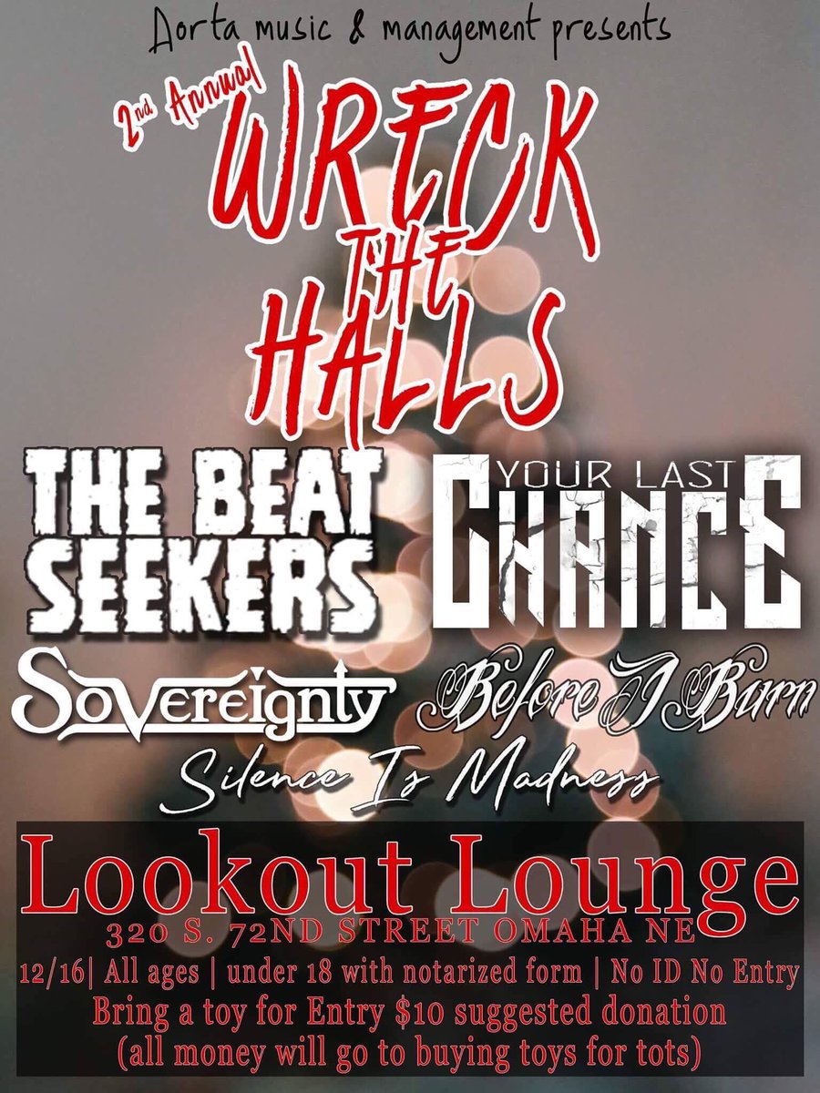 Next show is <a href="/lookoutlounge/">Lookout Lounge</a> for an awesome Christmas event from <a href="/Aorta_Music/">AortaMusicManagement</a>. We will be playing a very special set of covers that night...