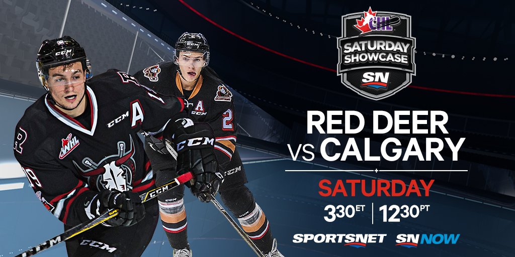 The <a href="/WHLHitmen/">x - Calgary Hitmen</a> host the <a href="/Rebelshockey/">Red Deer Rebels</a> on <a href="/Sportsnet/">Sportsnet</a>'s next #SaturdayShowcase. Catch all the action on 📺 LIVE from 🐄town! 

#WhereGreatnessBegins

DETAILS 📰 |  bit.ly/WHLSportsnet11…