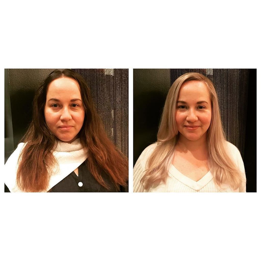 HairNerds04's tweet photo. before and after at its finest! #beforeandafter #brunettetoblonde #beigeblonde #hairinspo #balayage #blondeshavemorefun #customcoloring #hairnerds #babylightsandbalayage #deluxewilliamsburg 🙎🏻➡️💁🏼 https://t.co/bOrUHyRYnU
