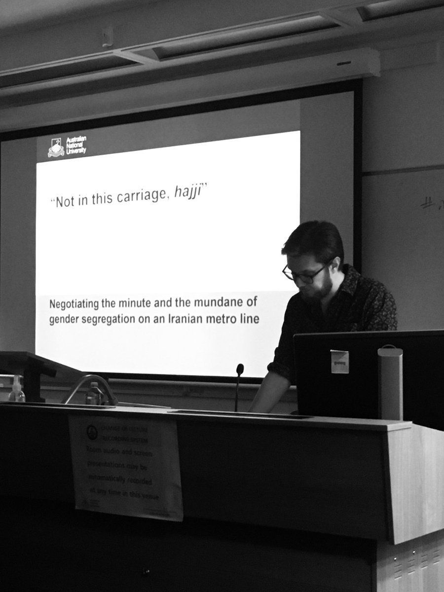 TFSTweets's tweet photo. And now one of our own! #Familiarstranger @STheobaldAnth  presents on gender segregation on public transport in Iran (as he said he would on our most recent podcast episode #truetoourword) #anthropology #Iran #MundaneGovernance https://t.co/DLbrOhyJkz