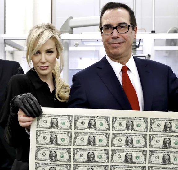Louise Linton with her one true love...and with Steven Mnuchin