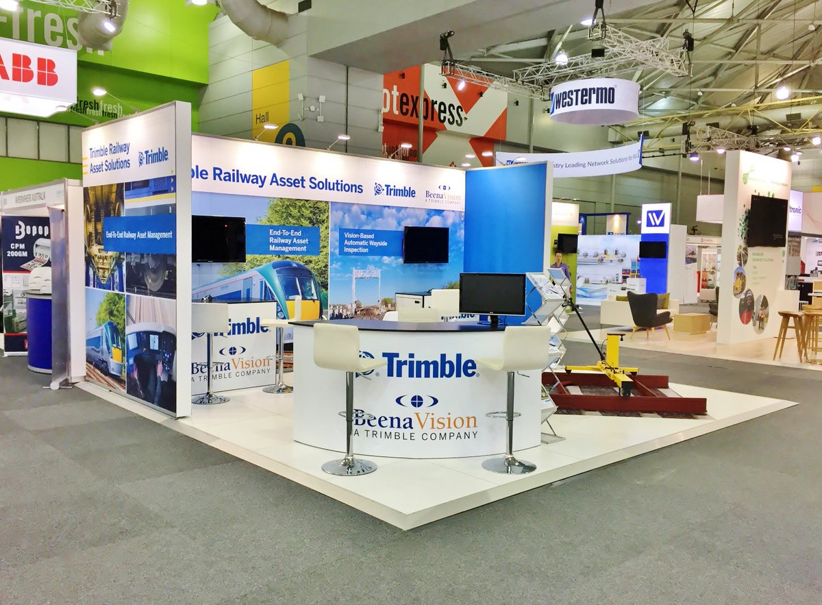 SkylineAust's tweet photo. @AusRAIL PLUS is in full swing at @BCEC_Brisbane and #Trimble are making a big impact. Catch them there until tomorrow on booth #601. 

See more from Skyline @ https://t.co/N0pFnXymfP

@TrimbleCorpNews #BeenaVision #AusRAIL #BCEC #customdisplay #exhibitiondisplay https://t.co/4lbEgtG3rQ