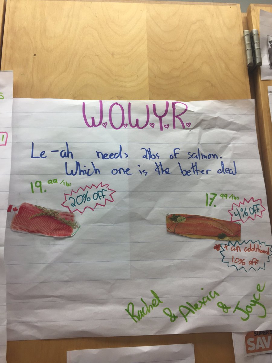 Mrs_LoMonaco's tweet image. Some wonderful #WOWYR questions that were created by the students in anticipation of holiday shopping. #futureconsumers #makemathreal #dpcdsb #dpmath