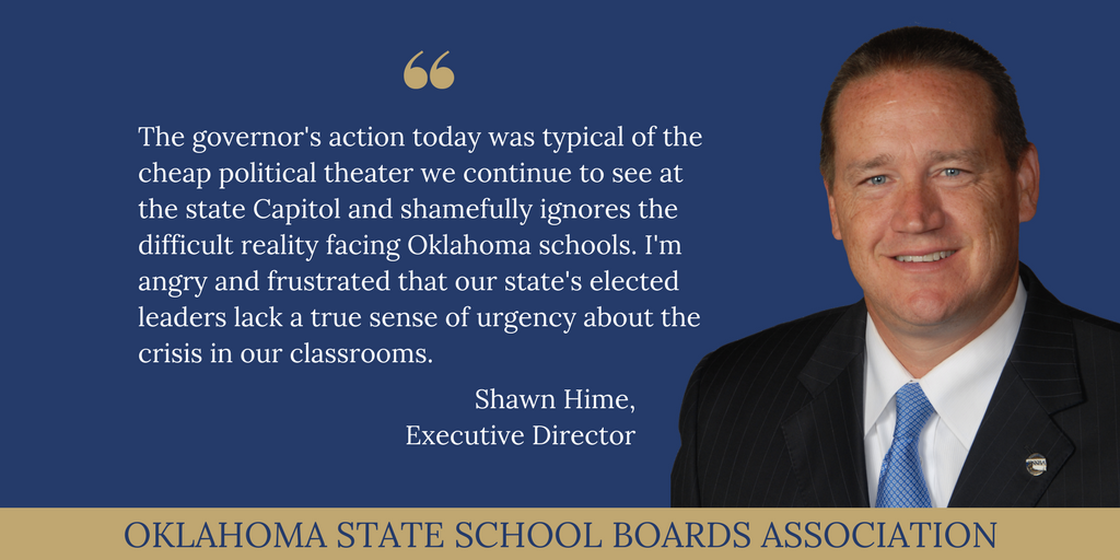 OSSBAoklahoma's tweet image. .@ShawnHime: Oklahoma has a serious revenue problem that’s only being compounded by a chronic lack of leadership. Read the full statement: ossba.org/2017/11/21/oss… #oklaed #okleg