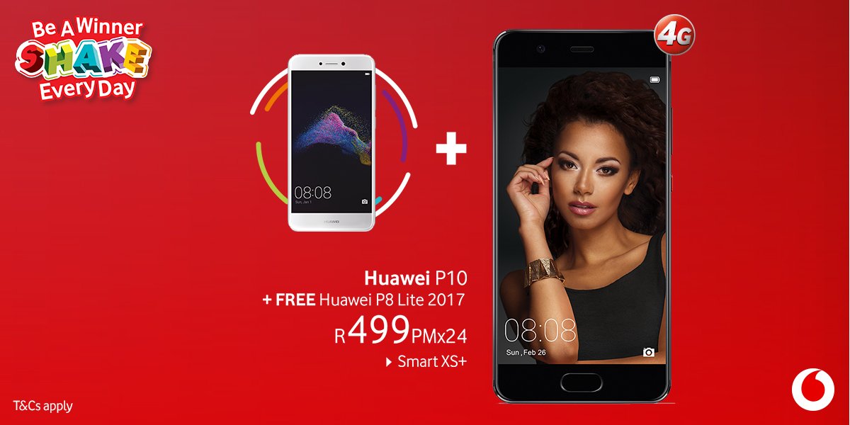Vodacom's tweet photo. Nah fam, Christmas didn’t come early this year! It’s just our amazing #ShakeEveryDay deals like the @HuaweiZA P10 including Huawei P8 Lite 2017 + VIP Service on the P10 uChoose flexi 55. RT for a chance to unlock today’s prize. https://t.co/WnTrDcdP40 T&amp;Cs apply https://t.co/y1keMVLTxF