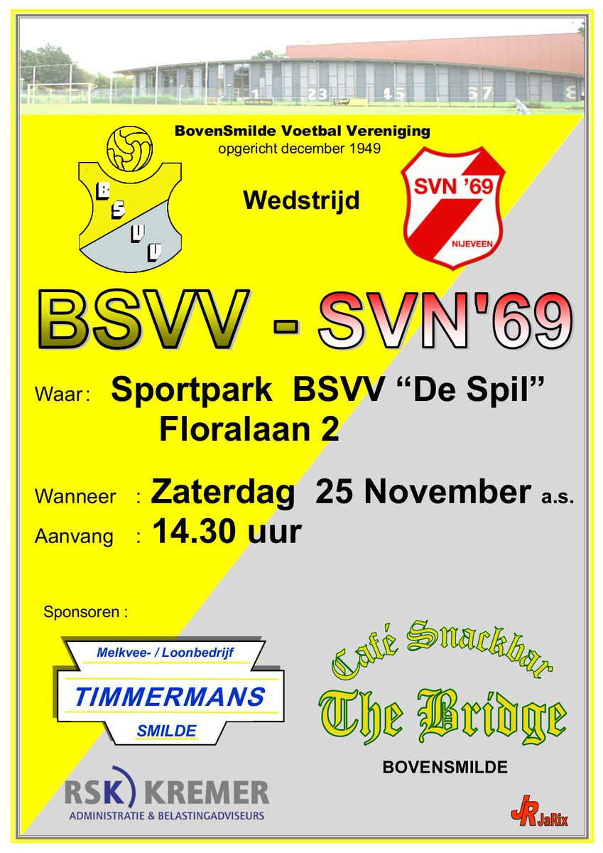 Zaterdag <a href="/BSVV1/">BSVV</a> - <a href="/Svn69Nijeveen/">⚽️ SVN'69 ⚽️</a> / <a href="/svn69_1/">Svn'69 1</a>