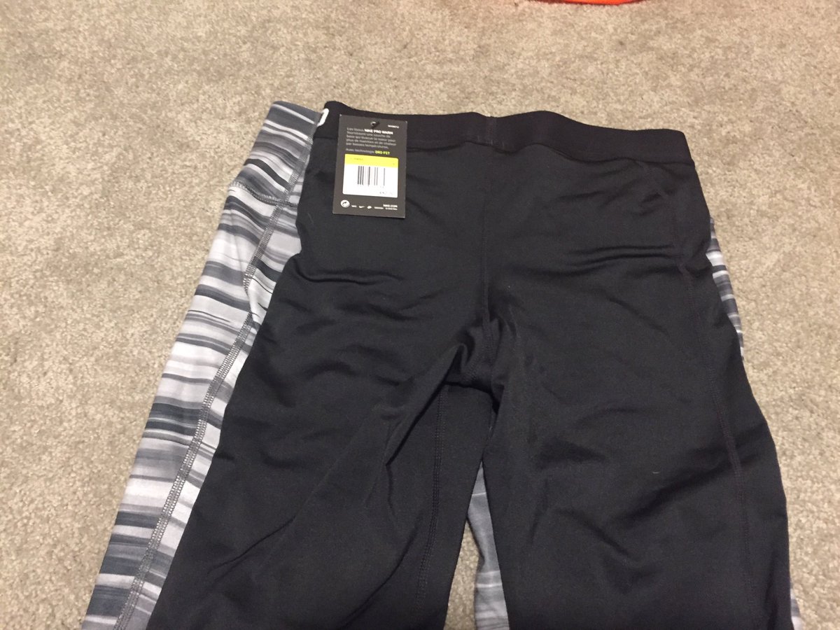 kdlowe's tweet photo. @Nike, here’s a photo of my love-hate for you. Same size on the tag, but completely different on my body. Why can’t a S be a S across styles? https://t.co/7UZo06aUBP