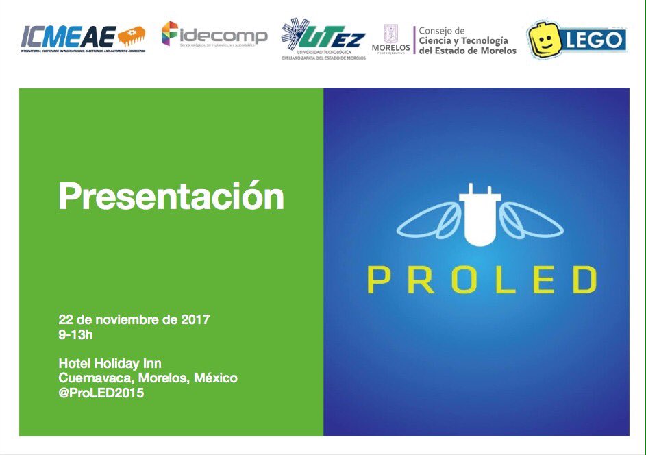 ProLEDMex's tweet image. Invitamos cordialmente a amigos, familiares y publico en general a la exposición de ProLed que se llevará acabo el día 22 de Noviembre en el marco de International Conference on Mechatronics, Electronics and Automotive Engineering en el Hotel Holiday Inn. ¡No faltes! 🏍👊