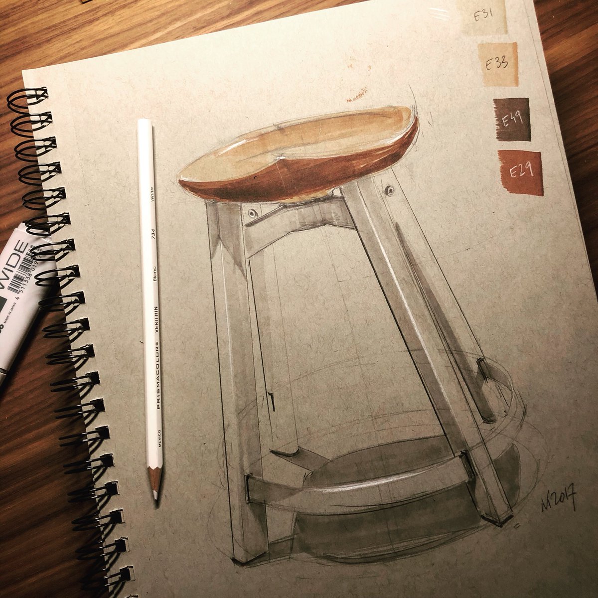 wrenchbone's tweet photo. Modern take on a classic. #emeco #stool #furnituredesign #sketchbook #sketching #drawing #designer https://t.co/9UOlNFm5DW
