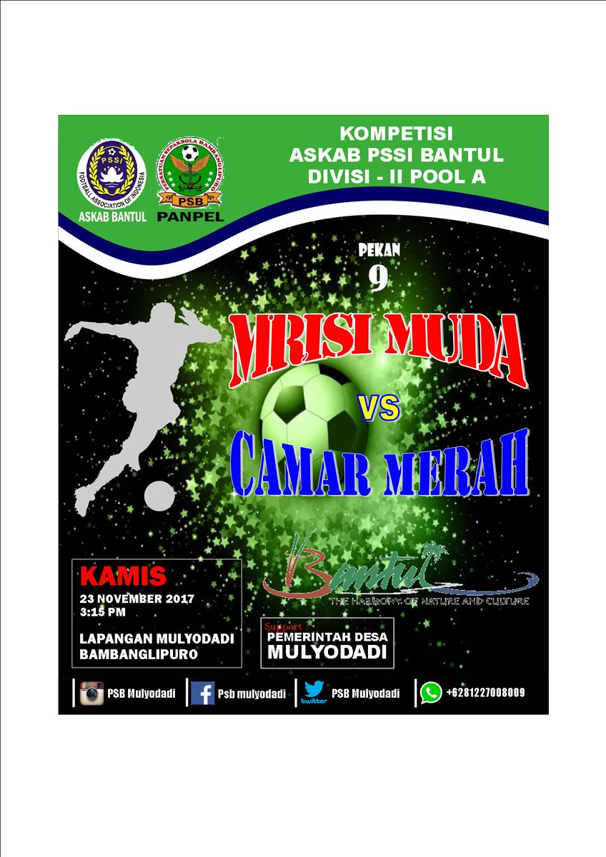 FC_PSB's tweet photo. RALAT JADWAL TERBARU :
Kompetisi Askab PSSI Bantul
Kamis 23 November 2017
Di lap.Mulyodadi @JelajahBantul @muhrobby1 @PSSI_Bantul @Taraphz https://t.co/fkfAehPUBM