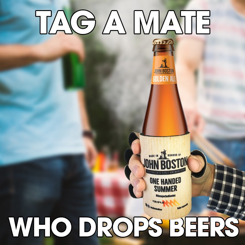 TripleMMelb's tweet photo. Presenting the Triple M John Boston one-handed stubby holder gloves! This summer, do all the things you love one-handed... with a beer in the other. #UnexpectedGenius https://t.co/8vQOQnFMbF