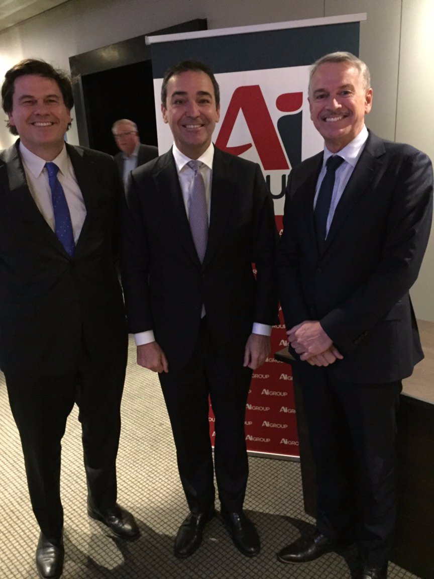The_AiGroup's tweet image. SA Opposition Leader @marshall_steven with Ai Group Chief Exec Innes Willox and National President Chris Jenkins @ThalesAustralia, pictured at Ai Group National Executive meeting in Adelaide today #ausbiz #sapol #auspol