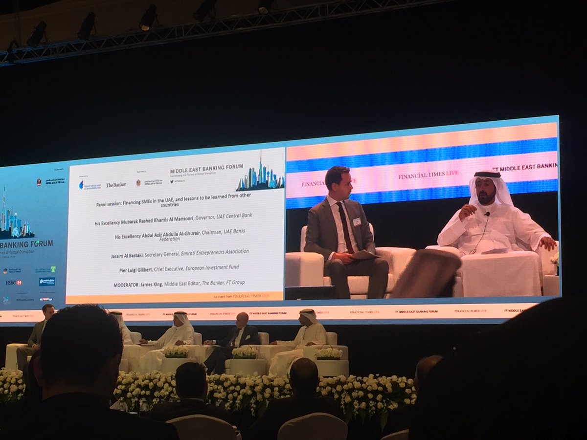 yhamdym's tweet photo. HE Al Mansoori &amp; HE Al Ghurair on #SMEs and the importance of having a supporting ecosystem #UAECB #UBF #FTMEBanks @ftlive https://t.co/Qsy76DoEQr