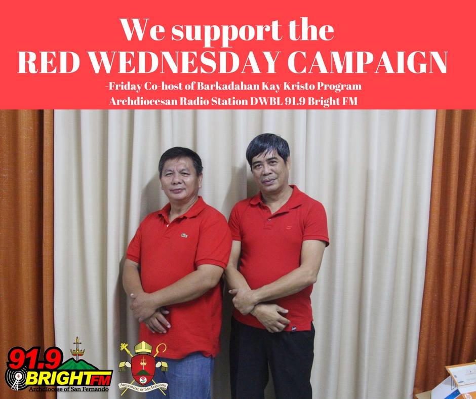 radio_asf's tweet photo. Our Regular Co-host in Barkadahan Kay Kristo, Bro. Eden Quiambao of Archdiocesan Commission on Biblical Apostolate and Bro. Liberito Baltazar of Archdiocesan Lay Formation Institute, supports the Red Wednesday Campaign.
#RedWednesdayPH
#RedWednesdayASF https://t.co/feLl3sdjQJ