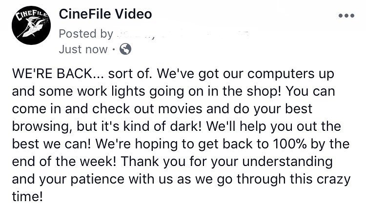 cinefilevideo's tweet photo. We’re back... sort of! #CineFileVideo https://t.co/YUG4yjBeKF https://t.co/eeMYYBs8yl