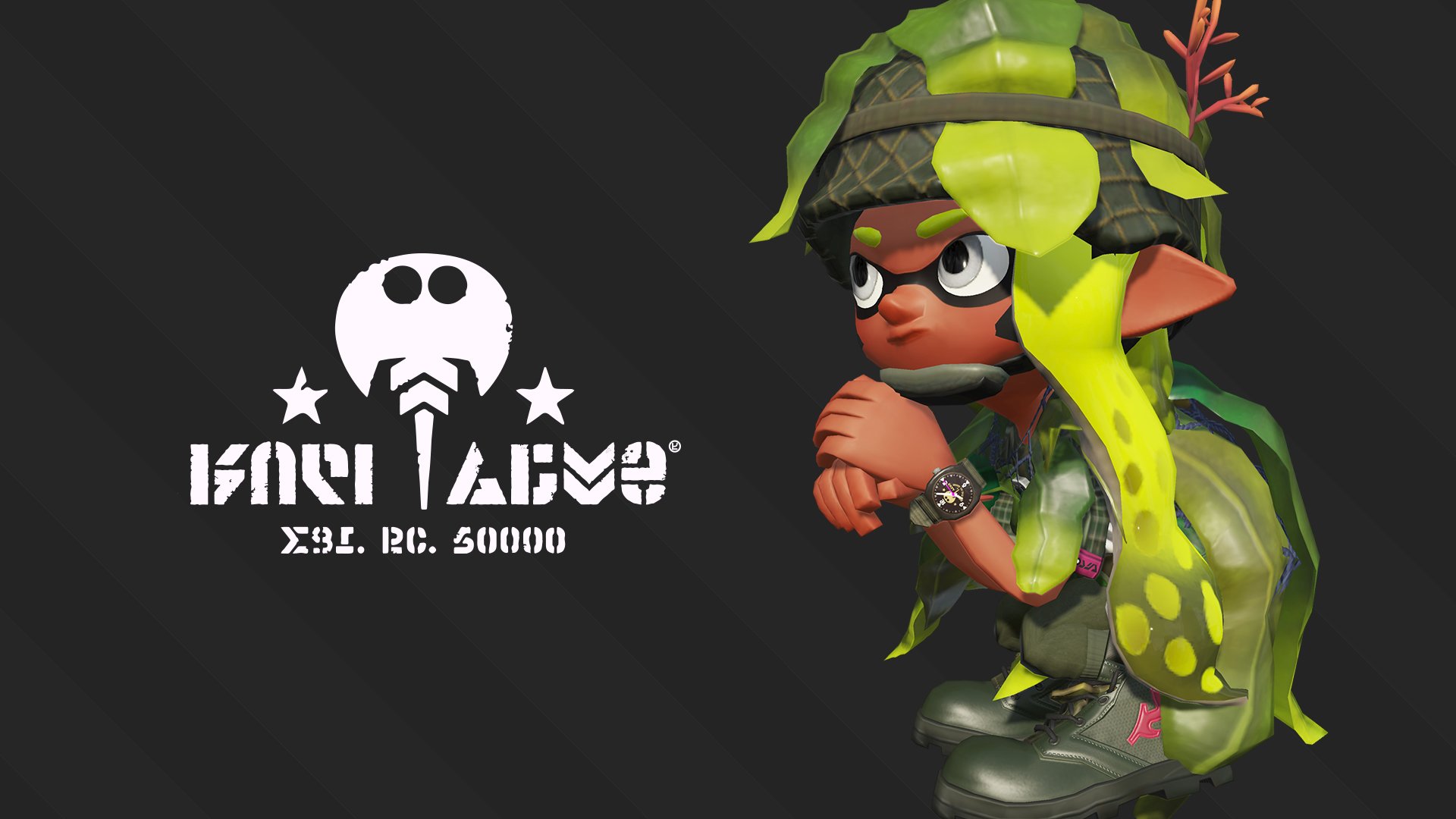 Splatoon スプラトゥーン こちらはイカファッションコンテスト ギア部門大賞 兵庫県 Puroronさんの ギリースーツスタイル ミリタリー装備に大胆に海藻をあしらった 本格派サバイバルスタイルだ 11月24日のアップデートで追加され お店に並ぶ