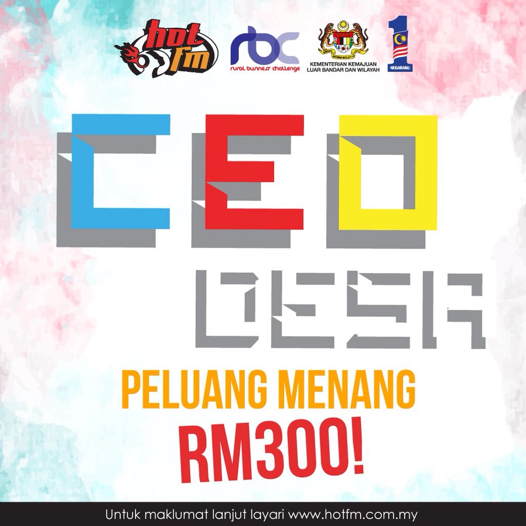 hotfm976's tweet photo. Nak menang RM300? Senang je dengan saksikan program realiti RBC Mencari CEO Desa setiap hari Sabtu pukul 5.30petang di @tv3malaysia dan jawab soalan mudah dengan #GengPagiHot setiap hari isnin #CEODesa https://t.co/01K81DvB5D