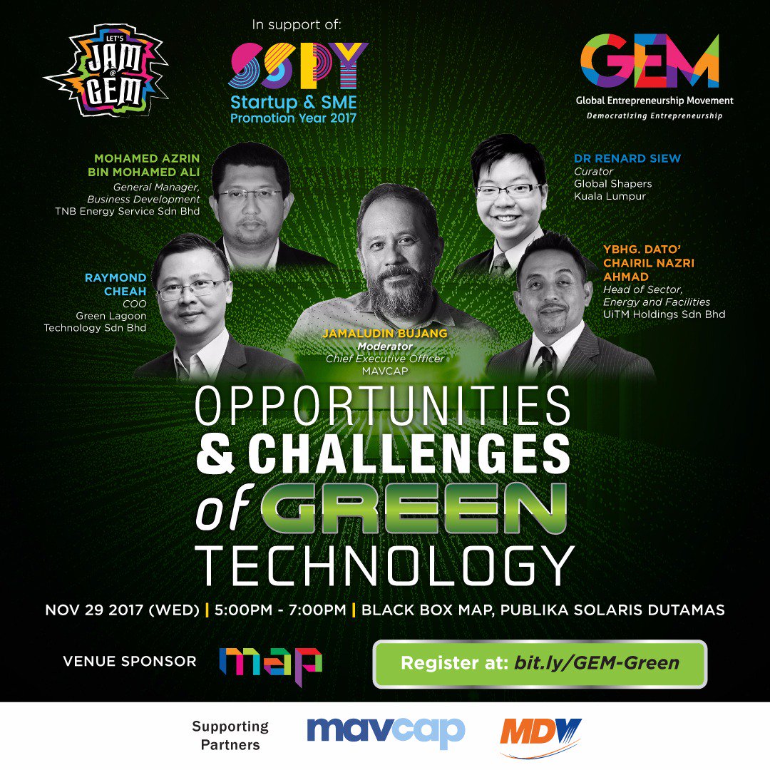 myMRANTI's tweet photo. **Community Sharing**

Let’s Jam @ GEM16 with ‘Opportunities and Challenges of GREEN Technology’ in Publika. Admission is FREE. Register now at https://t.co/MMmGK7NTdA

#MaGICCyberjaya #GEM #JamAtGEM https://t.co/TcyDxNvxhu