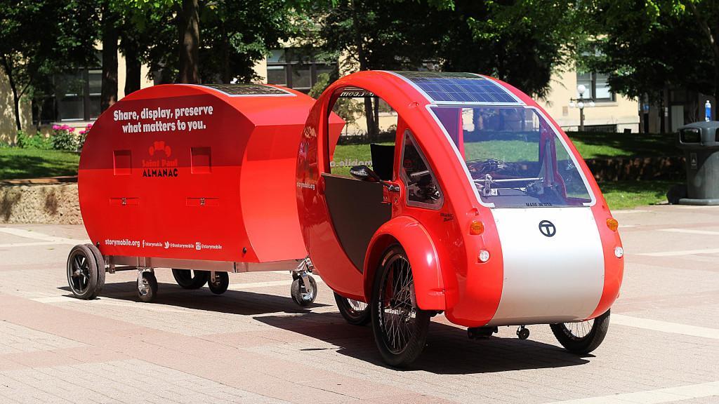 PioneerPress's tweet photo. St. Paul literary-arts trailer stolen; reward posted for the Storymobile solar-powered bike https://t.co/HoAssZAKEc https://t.co/fX9dk3meIz