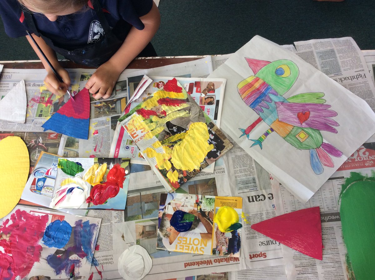 We have completed our colour drawings so painting is up next - bright &amp; bold #giantcardboardbirds