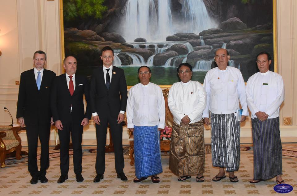 pomyanmar's tweet photo. #VicePresident #UMyintSwe receives #HungaryMinister of #ForeignAffairs
Read More: https://t.co/Y2ry81H7Lt https://t.co/NiGBBrJdho