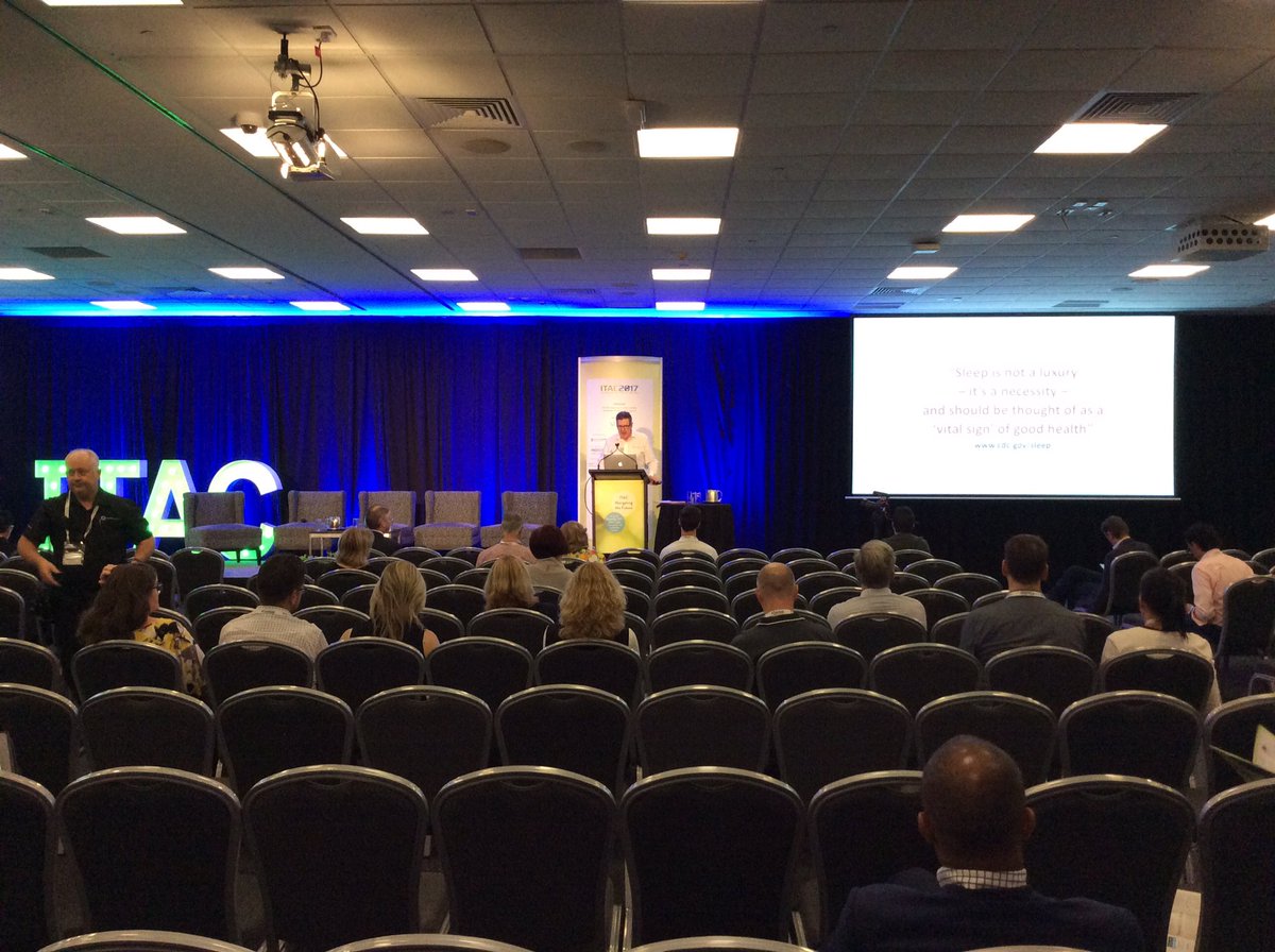 CarePageAU's tweet photo. "Sleep is not a luxury - it's a necessity", presented by Peter Vogel @VitalCareClinic @itacconference #itac2017 https://t.co/vQPPVycwnX
