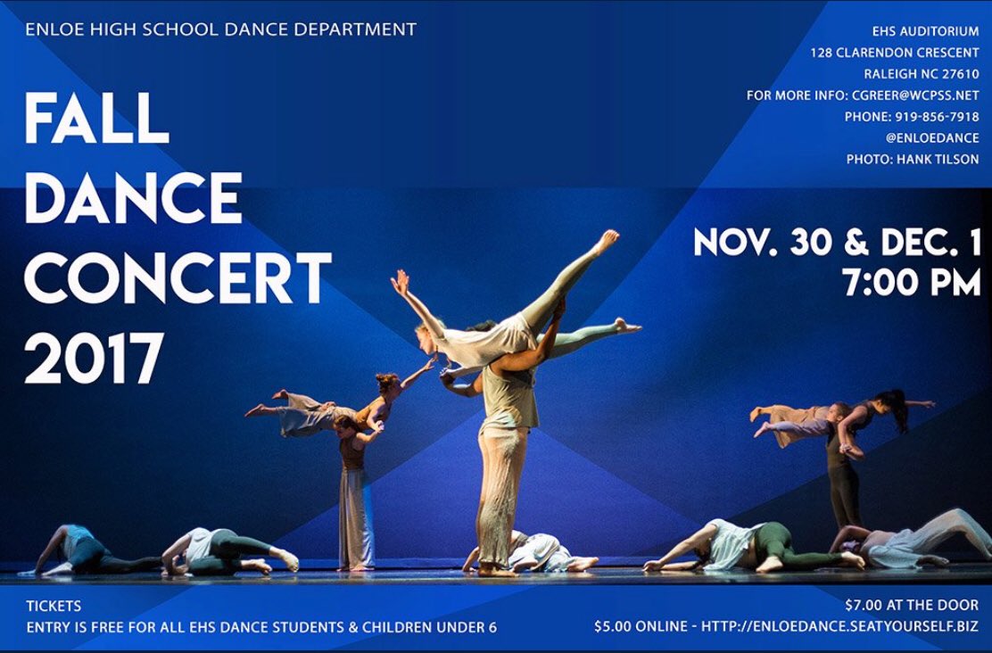 enloedance's tweet photo. Enloe Dance Concert, Th&amp;Fri after Thanksgiving break.  #EnloeDance #weareenloedance @WCPSS @wcpssmagnets @ehs_danceclub @EnloeEagleP @EnloeMagnetHS @LigonDance @DramaClubEnloe https://t.co/zydH4rIU0K
