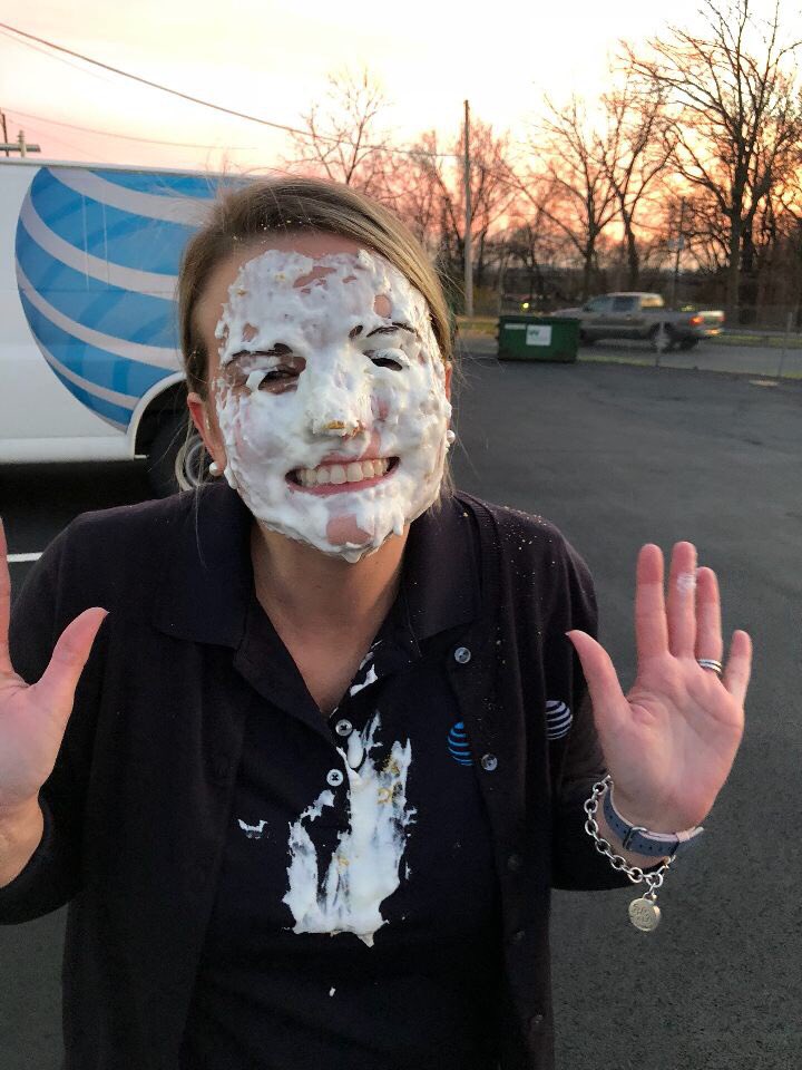 Celebrated Friendsgiving tonight with my work family! I also was a team player and got a pie in the face for having great accessories in October! 🦃❤️ #IHXecutioNERs #Friendsgiving #IHXTurkeyHunt