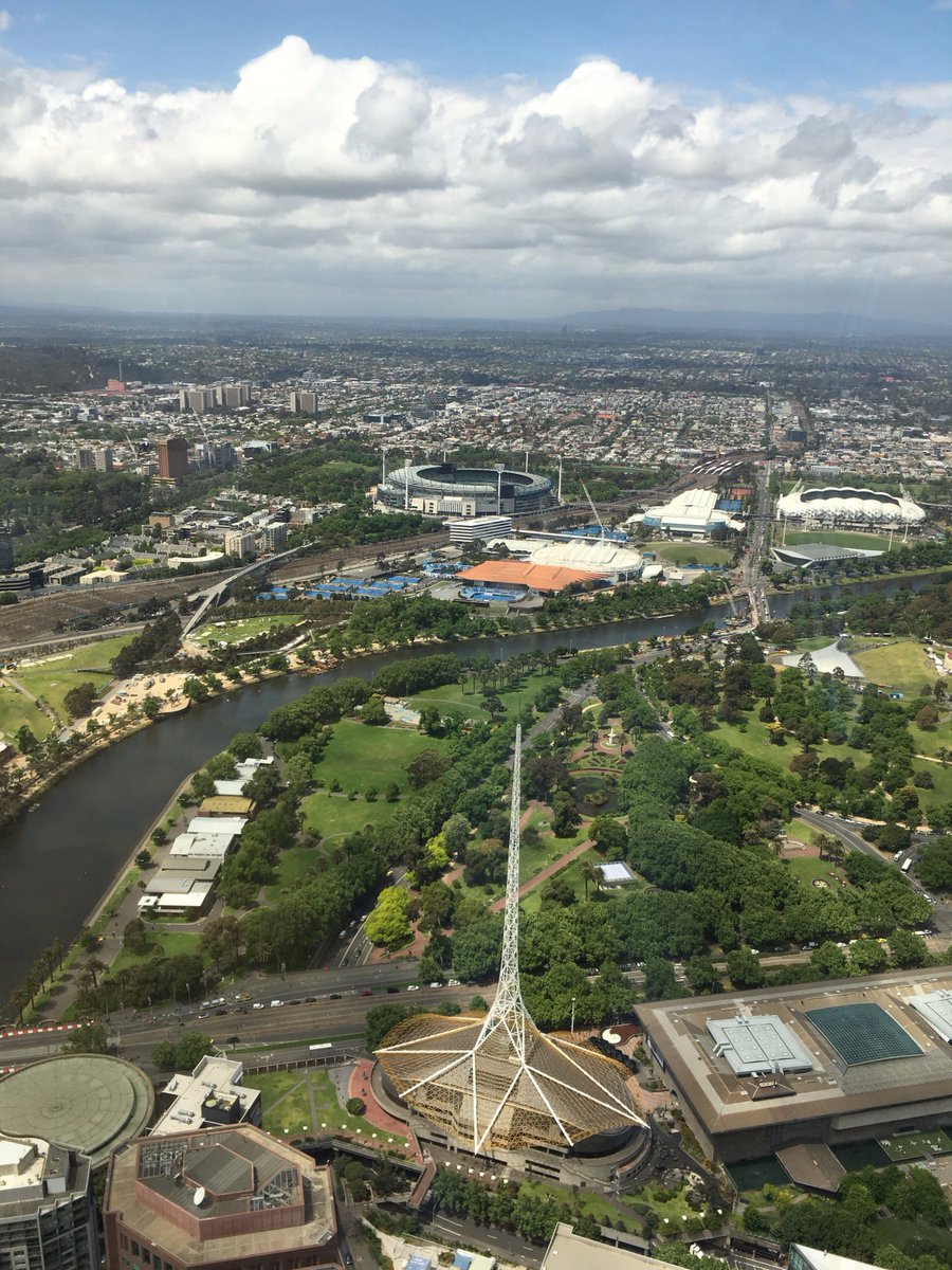 trevormainpg's tweet photo. One of our favourite views of #Melbourne taken from @EurekatowerVIC for #snapmelbourne. Awesome to capture the sports precinct to celebrate that #OnThisDay in 1956 the Melbourne Olympics opening ceremony was held https://t.co/6m9BYBLnfx