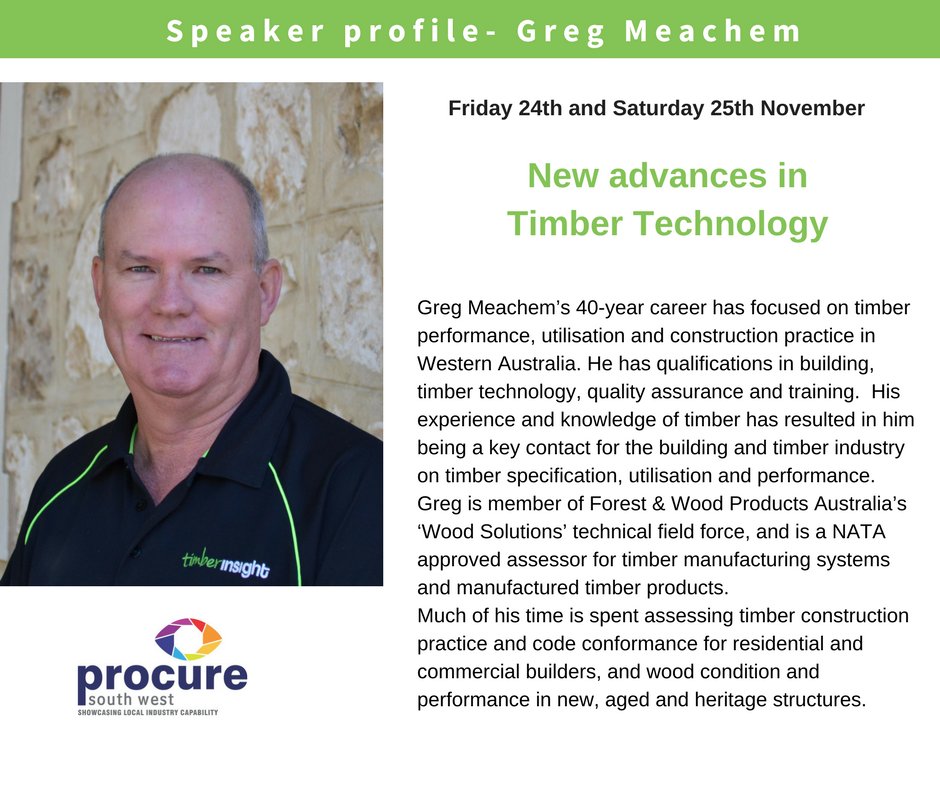 ProcureSW's tweet photo. Want to know more about how technology can help your timber building or manufacturing business? Come along Fri or Sat and learn from @WoodSolutionsTT's Greg Meachem. #procuresw https://t.co/xrX2o9eueU