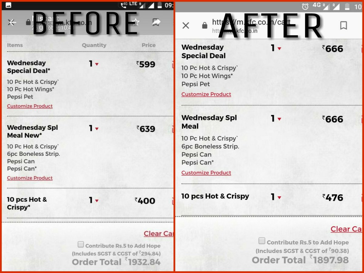 nishantgopaldas's tweet photo. @kfc @KFC_UKI_Help @KFCradio just wen we thought our #favouritechicken wud be evn mre delightful #kfcindia #KFC decided to do this, evn aftr the #Government of #India slashed the #GST rates. #unfair #kfc #chicken #foodlovers #India #KFCwhySo #oldpricesback https://t.co/uZht1jSX2U