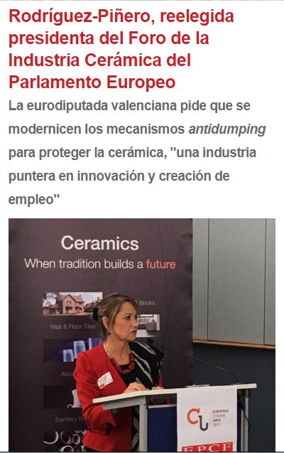 Socialistas_PE's tweet photo. 👏🏽@RodriguezPinero ha sido reelegida presidenta del Foro de la Industria Cerámica del @Europarl_ES . Toda la info 👉🏼 https://t.co/kBBhSefqyn #EPCF #ECD17 https://t.co/H1Acfjk6bk