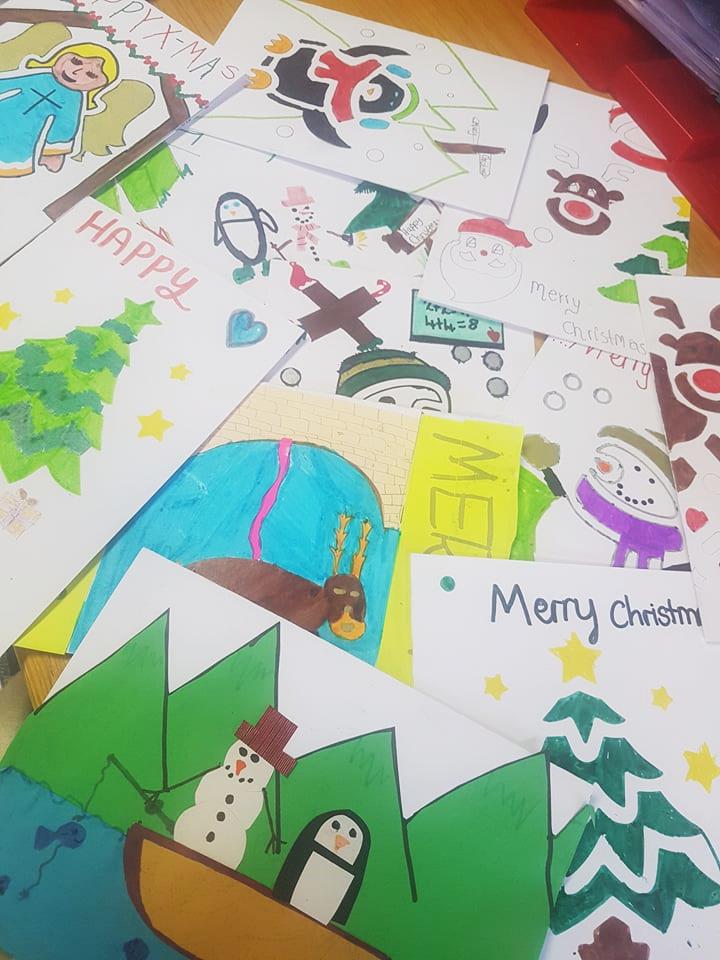 Becca_EBGC's tweet photo. Sneak Peak at some of the @EssexBGC Christmas Card Entries so far! Don't miss the deadline to get your entries in! #Christmas #card #Competition #Youthclub #YoungPeople https://t.co/RWR7gqMek5