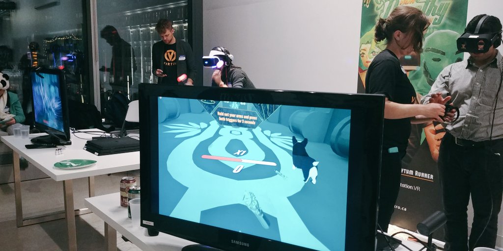 JennessaWilson's tweet photo. We had a great time at Mobify checking out some awesome VR! Thanks again @WomenWhoCode for hosting such awesome events! Looking forward to possibilities in games! #vrdiversity #videogame #VR #socialnetworking #games @VRVancouver @mobify @MobifyCareers @VirtroGames @EvasionVR https://t.co/TEhACYdFJI