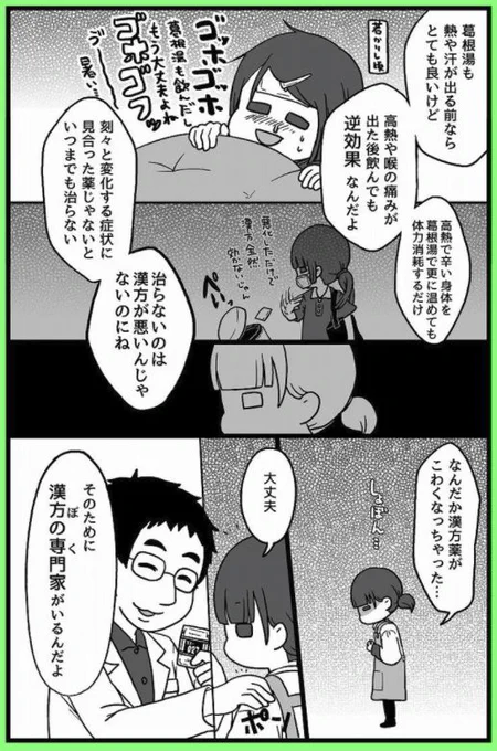風邪に使える医療用漢方薬は20種近くあります
(一般用にしかない漢方薬も数多く存在します)

体力･体格･年齢はもちろん、症状の程度や場所･病の進行状況や深さによって
細かく使い分ける必要があります。
間違った漢方薬を選ぶと｢誤治… 