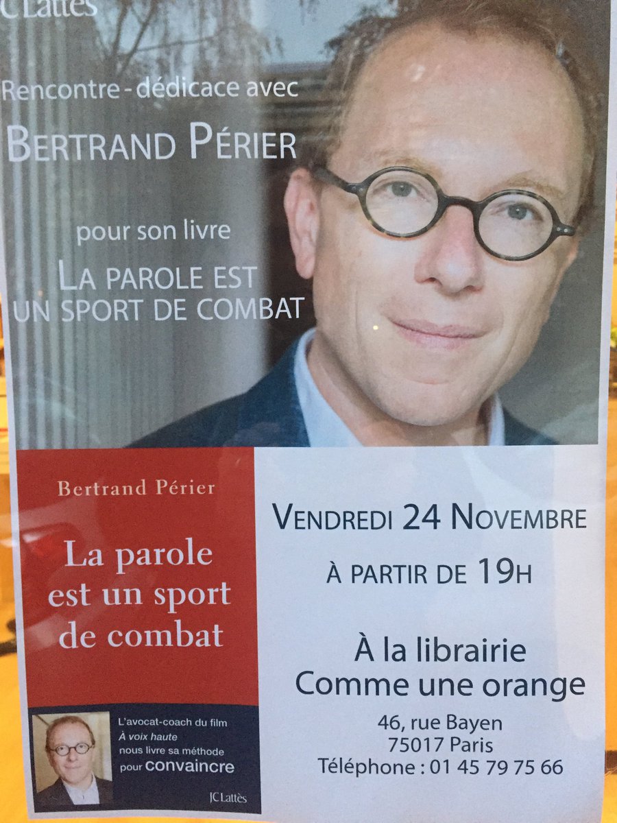 mafemmelibraire's tweet photo. À l’affiche : @BertrandPerier à la librairie @Comme1orange à l’occasion de la sortie de son livre « La parole est un sport de combat » https://t.co/jn8AUpEhEi