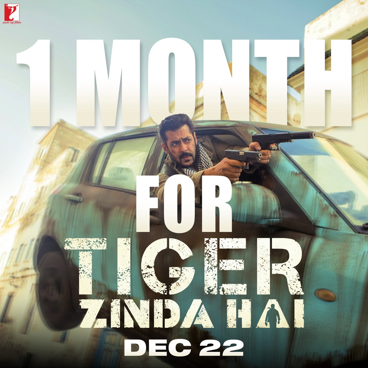 Spotboye's tweet photo. 🐯 1 MONTH TO TIGER ZINDA HAI 
RT if you can't wait to watch the Biggest Blockbuster of the Year, #TigerZindaHai. 🔥😍 https://t.co/J7ba32RCS6