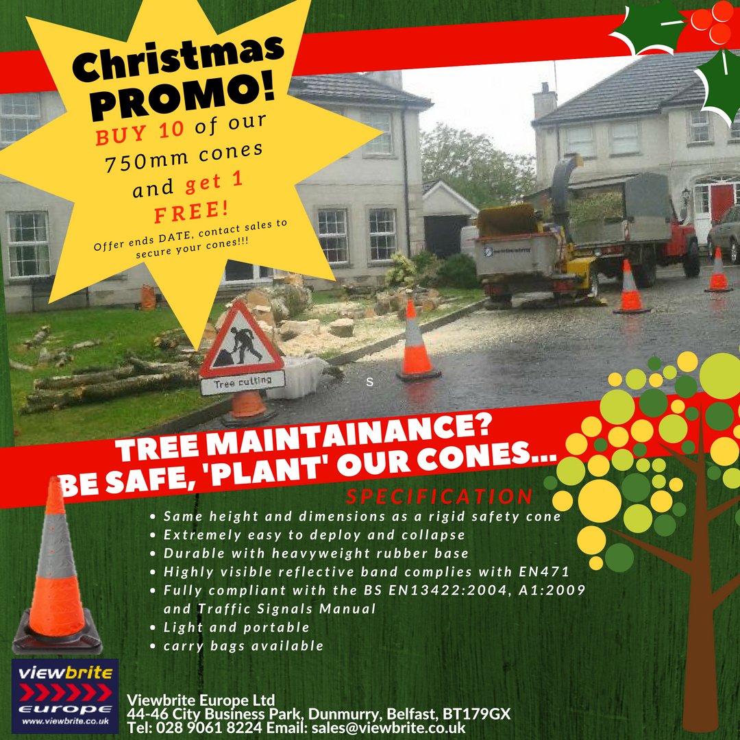 ViewbriteEurope's tweet image. Regardless of your industry 🚑🚒🚔🌳 safety comes first! 🔥🚦🚨
BUY 10 750mm CONES, GET ONE FREEEE! (£27.50 each)😍 
call 02890 618224 to secure yours!
Offer ends December 15th 2017
#Christmas #offer #safety #cone #750mmcone