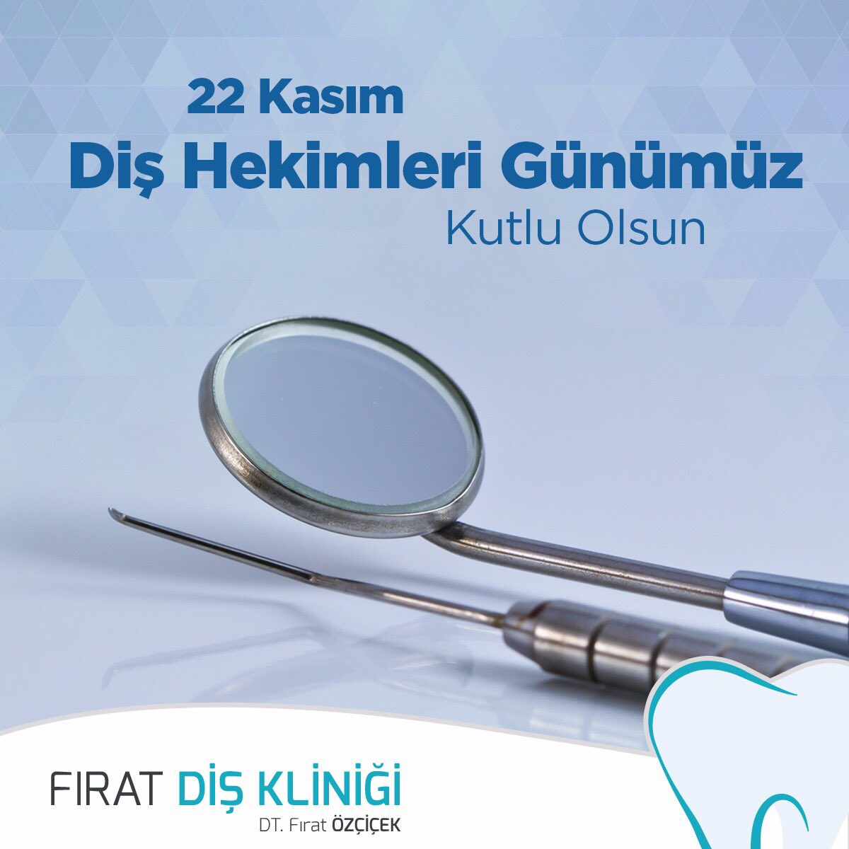 Ağız ve diş sağlığı bilincinin oluşması için büyük bir özveriyle çalışan tüm meslektaşlarımın 22 Kasım Diş Hekimleri Günü ile Ağız ve Diş Sağlığı Haftası’nı kutluyor, çalışmalarında başarılar diliyorum.