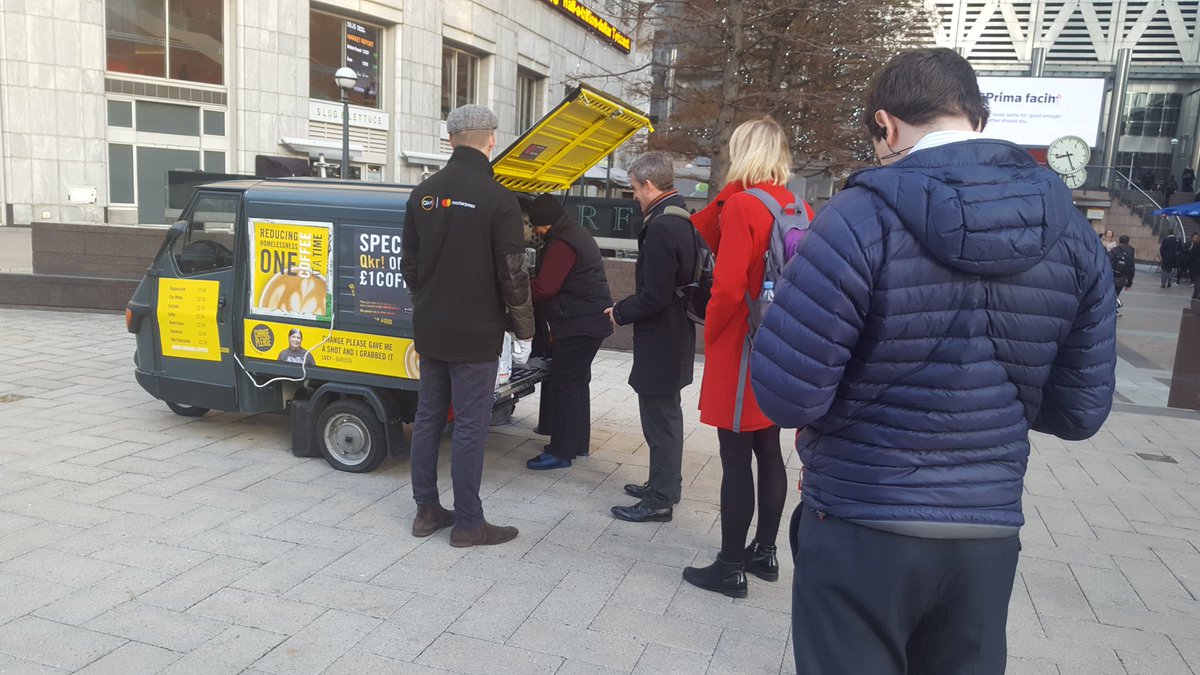 JenMacrae's tweet photo. Fantastic to see the queues building @ChangePlease in #canarywharf #winningcoffee #Qkr https://t.co/mlB20uH3TY