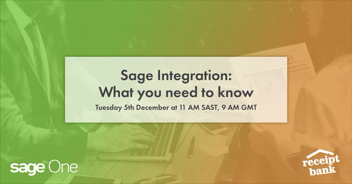 dawnbrolin's tweet photo. RT @ReceiptBank: Sage One @SageGroupZA integration is now live! If you want more clarity on what this means for you - register for our upcoming webinar! Click on the link for more: https://t.co/312BTq9mr8 https://t.co/9oQHsfgEei