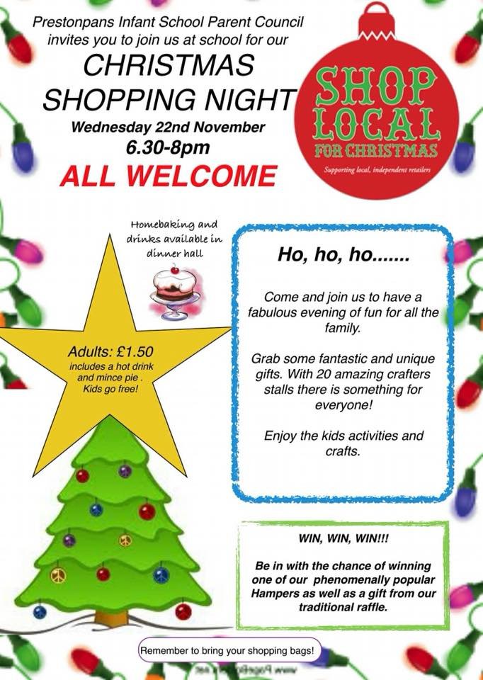 <a href="/LongniddryPlayG/">Longniddry Playgroup</a> will be at Prestonpans Infant school Christmas shopping night.  Perfect opportunity to find out all about us and pick up a few Christmas Presents!