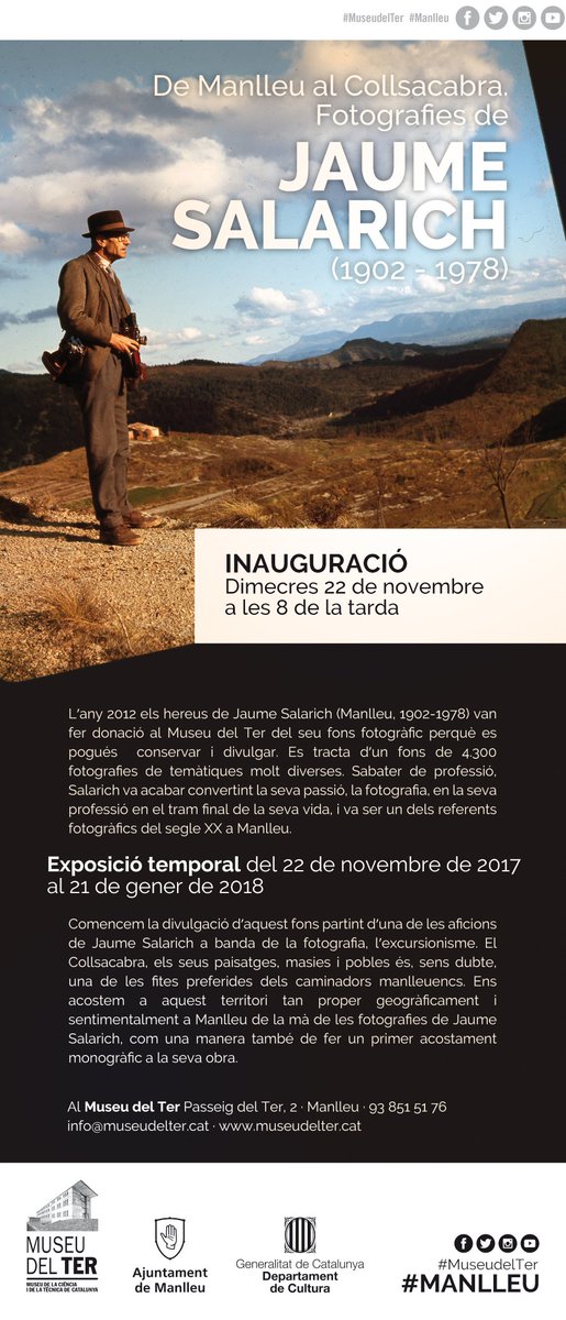 Avui a les 8 de la tarda inaugurem l'exposició "De Manlleu al Collsacabra. Fotografies de Jaume Salarich (1902-1978). <a href="/cultura_cat/">Cultura</a> <a href="/gfmanlleu/">Grup Fotogràfic Manlleu</a>