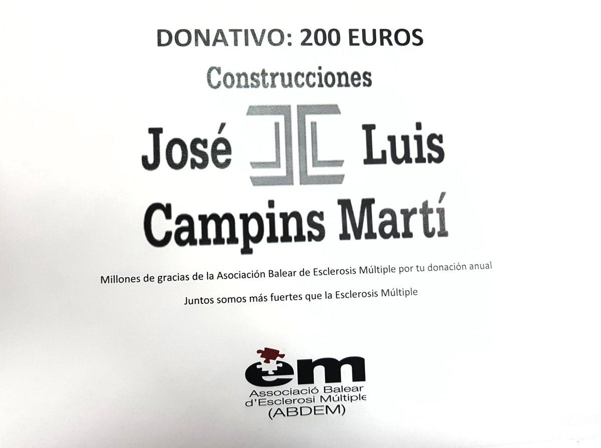 activatib's tweet photo. Gracias de corazón por tu colaboración anual con @activatib @EMdeMallorca  y todas las personas con EM q formamos parte de ella https://t.co/DABjsG0r7y