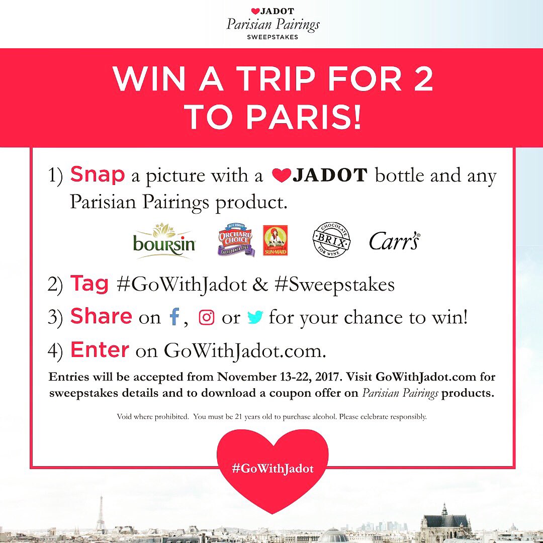 brixchocolate's tweet photo. Last day to enter to win a trip to Paris #GoWithJadot #brixchocolate https://t.co/sMarzRHPJy