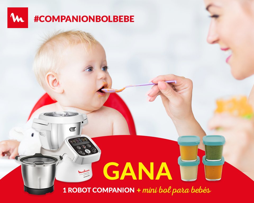 Moulinex_ES's tweet photo. Gana #RobotDeCocina #MoulinexCompanion+#MiniBolCompanion. Participa con #CompanionBolBebe + comentario de q le prepararías a tu bebé con él. https://t.co/zlUpdt9kpb