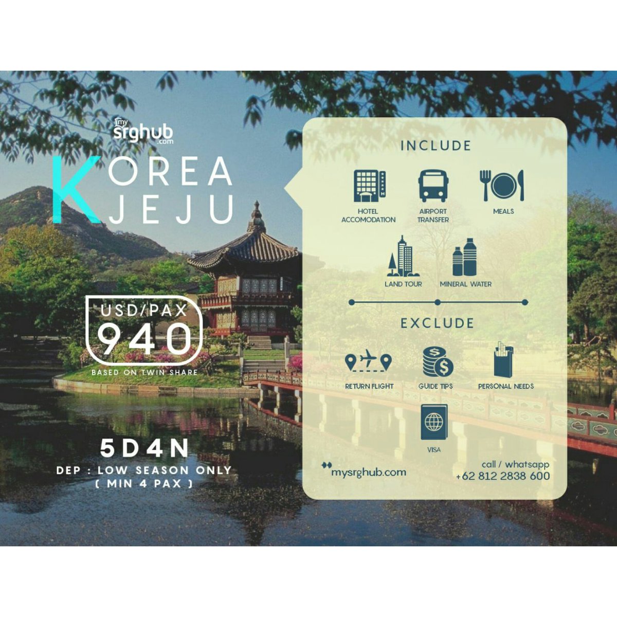 wikatourstravel's tweet photo. Liburan ke Pulau Jeju di Korea Selatan? Can't waiiitt!
Hubungi 08122838600 untuk pemesanan.
#mysrghub #halaltravel #traveljakarta #travelmuslim #halalholiday #wisatahalal #halaltour #halaltrip #international #korea #jejuisland https://t.co/WU5diBXgZh