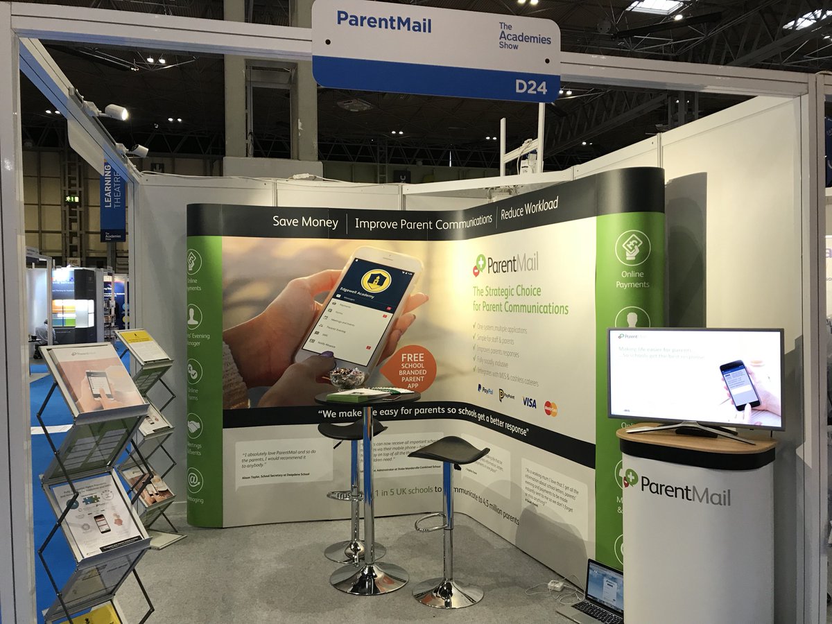 IRISParentMail's tweet photo. Good morning! We are here at the @Academies_Show on stand D24 all day today, talking #parentalengagement, #onlinepayments and of course showing off our fantastic #schoolmobileapp (used by over 1.25 million parents!) Make sure you come and see us! #AcademiesBIR17 https://t.co/Kr6D4bqkFB
